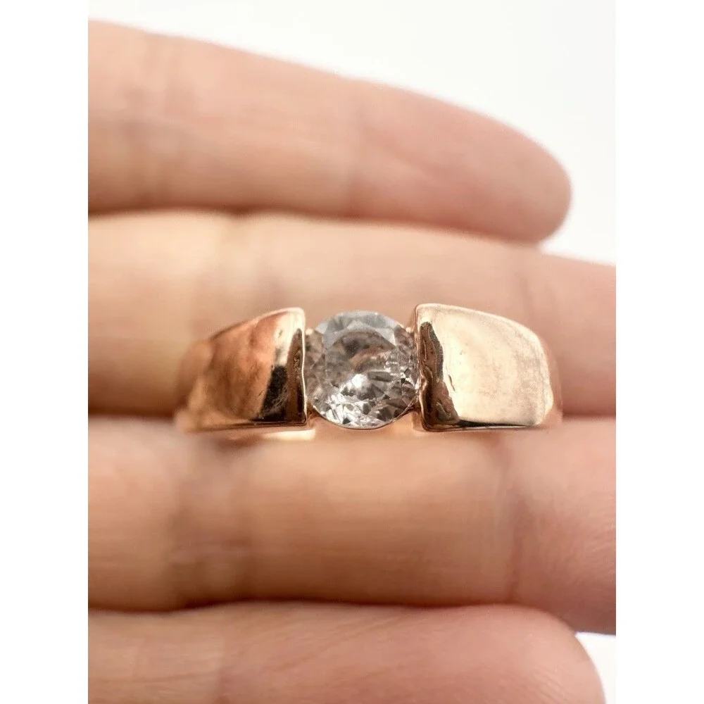 925 Sterling Silver Rose Gold Plated Ring Size 6.75
